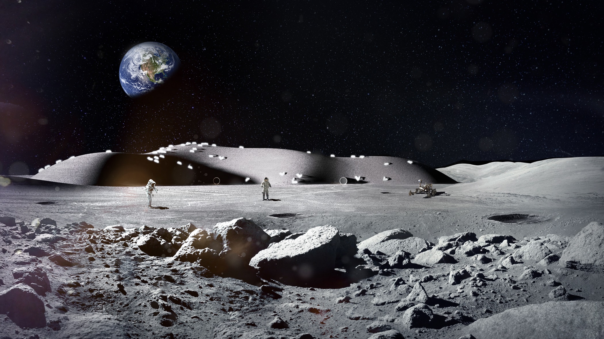 Holdkőzetből felépíthető űrbázis terveit mutatták be magyar építészek a legrangosabb nemzetközi űrkonferencián
